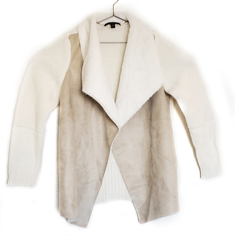 Faux Fur Collar Knit Cardigan Sweater Jacket